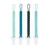 4 Pcs Green Baby Silicone Teething Pacifier Clip,One-Piece Design,Woven Shape,BPA Free. view 1