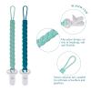 4 Pcs Green Baby Silicone Teething Pacifier Clip,One-Piece Design,Woven Shape,BPA Free. view 2