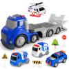 IJIGU Truck Toys for Toddler 1, 2, 3, 4 Year Old Boy, City Police Transport Trucks Toy Set, Ideal Christmas Birthday Gifts for Kids. view 1