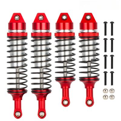 4pcs Oil All Metal Shocks RC Shock Absorber Damper Set for Traxxas Rustler 4X4 VXL Slash 2WD 4x4 Hoss Stampede Bandit Nitro Shock Absorber Damper Set 1/10 Upgrades Parts Replace of 5862 (Red Silver)