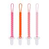 4 Pcs Pink Baby Silicone Teething Pacifier Clip,One-Piece Design,Woven Shape,BPA Free. view 1