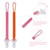 4 Pcs Pink Baby Silicone Teething Pacifier Clip,One-Piece Design,Woven Shape,BPA Free. view 2