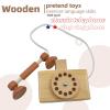 Ring Ring Telephone - Solid Wood Retro Chorded Dial Phone -1 pcs Toy Telephone-Pretend Play Toy Telephone -Role-Playing - Boost Communication Skills and Language Development - Age 3+ (1) view 3