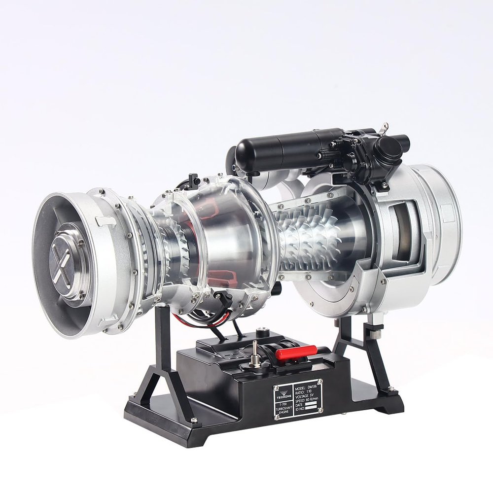 MakerTopia Engine Model Kit, 1/4 Scale Metal Electric Military Helicopter Turboshaft Engine Model Kit, Internal Combustion Engine Model for Technology Enthusiasts DIY Experiment (470+pcs)