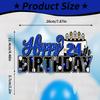LINGTEER Happy 24th Birthday Blue Acrylic Cake Topper,Blue Theme Birthday Cheers to 24 Years Old Party Cake Decorations Gift Sign. view 2