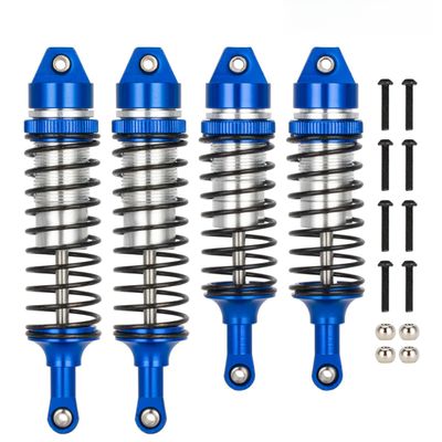 4pcs Oil All Metal Shocks RC Shock Absorber Damper Set for Traxxas Rustler 4X4 VXL Slash 2WD 4x4 Hoss Stampede Bandit Nitro Shock Absorber Damper Set 1/10 Upgrades Parts Replace of 5862 (Blue Silver)