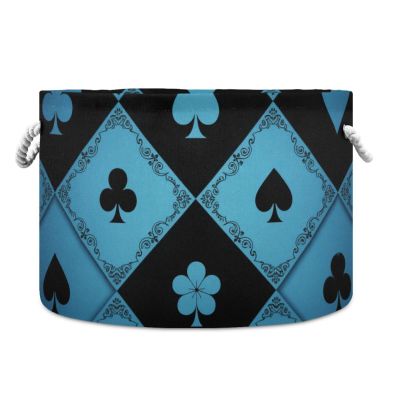 voucong Blue Lace Poker Grid storage basket and waterproof toy storage bins with sturdy handle bins small for pantry canastas para organizar juguetes