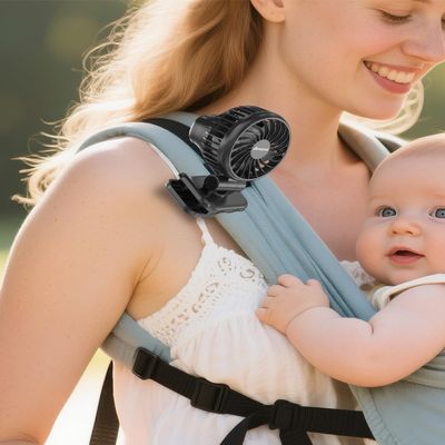AMACOOL Mini Baby Fan with Clip for Carrier/Baby Car Seat/Bassinet, 3-Speed Portable Fan, 10H Cooling Rechargeable, Ultra Light 0.24 lb, Safe Gaps, 360 Rotatable for Diaper Backpack Stroller Travel