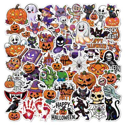 100Pcs Halloween Stickers, Non-Repeating Halloween Party Favors Horror Sticker,Vinyl Waterproof Party Holiday Stickers and Youth Adult Gifts Crafts Supplies Decorations