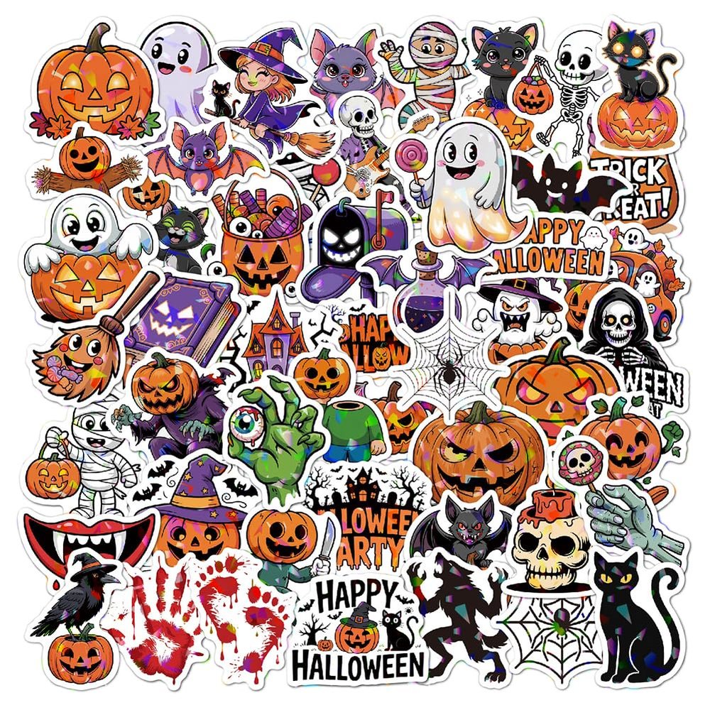 100Pcs Halloween Stickers, Non-Repeating Halloween Party Favors Horror Sticker,Vinyl Waterproof Party Holiday Stickers and Youth Adult Gifts Crafts Supplies Decorations