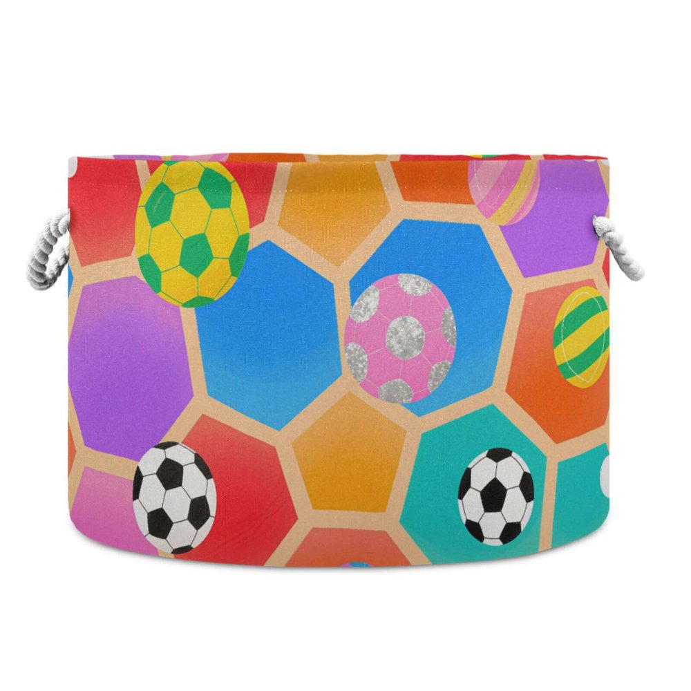 voucong Cartoon Football Cute storage basket foldable and waterproof fabric storage bins with sturdy handle Hamper big for kid canastas para organizar juguetes