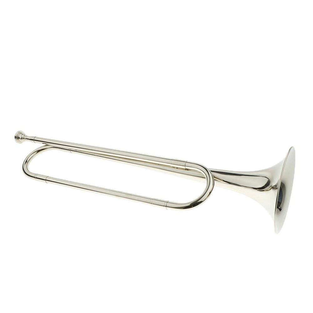 B Key Bugle Cavalry Trumpet for Band Children Student Beginner Silver Brass Instrument