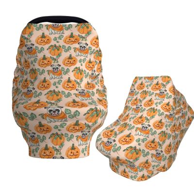 Muishi Cute Bulldog Pumpkin Baby Car Seat Covers Carseat Canopy Soft Infant Stroller Cover Nursing Breastfeeding Covers for Girls Boys Newborn