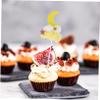Ciieeo 10pcs Moon Cake Toppers 3D Felt Birthday Cupcake Picks Festive Dessert Decoration for Parties and Weddings view 2