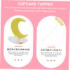 Ciieeo 10pcs Moon Cake Toppers 3D Felt Birthday Cupcake Picks Festive Dessert Decoration for Parties and Weddings view 3