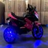 12V Kids Ride-On Motorcycle - 3-Wheel Electric Motorbike for Boys & Girls, Music, Lighting Wheels, Hand Throttle, PU Seat, Reticulate Blue - Gift for Ages 3-8 (Pink+Plastic+50-99 pounds) view 4
