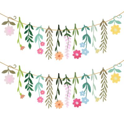 2Pcs Flower Banner, Wildflower Party Banners, Double-Sided Colorful Waterproof Flower Birthday Party Decoration for Birthday Wedding Baby Shower (Colorful)