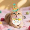 AgoumLux Cat Birthday Party Supplies, Girl Boy Cat Kitten Birthday Bandana Hat Numbers Decorations Outfits Set, Yellow view 3