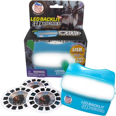 WARM FUZZY Toys LED Backlit 3D Viewer  (Arctic)  New 2025 USB-C Rechargeable Slide Viewer for Kids & Adults Includes 3 Reels with 21 HD 3D Images  Patent-Pending Retro Toy, No Light Source Needed