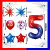 10Pcs 40 Inch Spider Theme Number 5 Foil Balloons Birthday Decoration Cartoon Hero Red and Blue Spider Web Design for Kids Large Mylar 5th Number Balloon Cartoon Party Birthday Supplies view 2