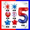 10Pcs 40 Inch Spider Theme Number 5 Foil Balloons Birthday Decoration Cartoon Hero Red and Blue Spider Web Design for Kids Large Mylar 5th Number Balloon Cartoon Party Birthday Supplies view 3