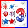 10Pcs 40 Inch Spider Theme Number 3 Foil Balloons Birthday Decoration Cartoon Hero Red and Blue Spider Web Design for Kids Large Mylar 3rd Number Balloon Cartoon Party Birthday Supplies view 3