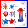10Pcs 40 Inch Spider Theme Number 1 Foil Balloons Birthday Decoration Cartoon Hero Red and Blue Spider Web Design for Kids Large Mylar 1st Number Balloon Cartoon Party Birthday Supplies view 2