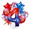 10Pcs 40 Inch Spider Theme Number 4 Foil Balloons Birthday Decoration Cartoon Hero Red and Blue Spider Web Design for Kids Large Mylar 4th Number Balloon Cartoon Party Birthday Supplies view 1
