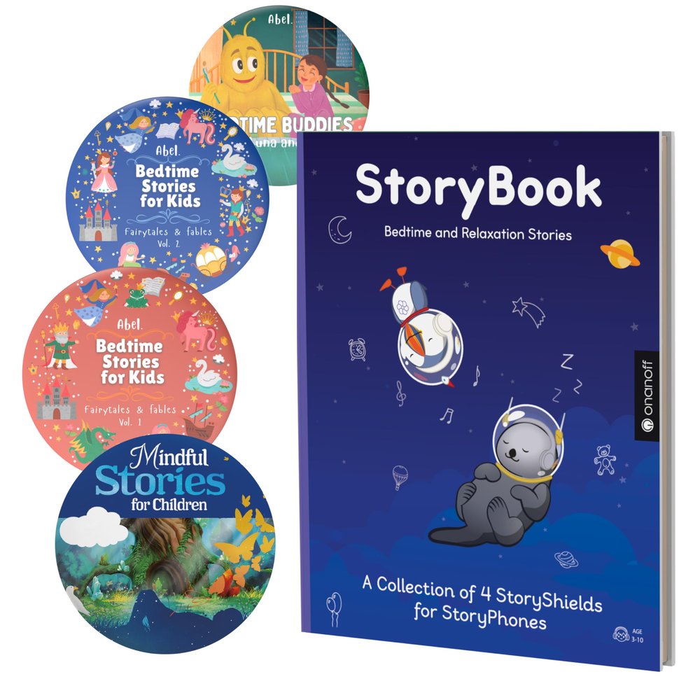 StoryShield Collection with 4 Screen-Free Audio Disks Featuring Bedtime Stories and Relaxation Tales to Help Little Minds Calm and Unwind, Includes HardBack Book to Store Disks