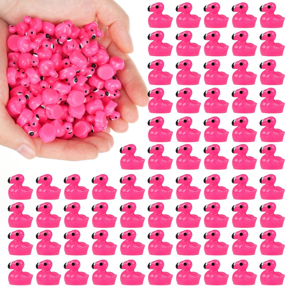 BeadRiver 240PCS Mini Flamingo Resin Ducks Set Miniature Flamingo Gifts Tiny Animal Figurines Toy Bulk for Garden Decor DIY Craft Micro Landscape Fairy Party