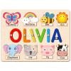 Personalized Name Puzzle for Kids, Customized 1st Birthday Gifts for Girls Boys, Personalized Baby Gifts Custom Name Puzzles for Toddlers 1-3 Animal Wooden Puzzle Montessor Toys for Kids view 1