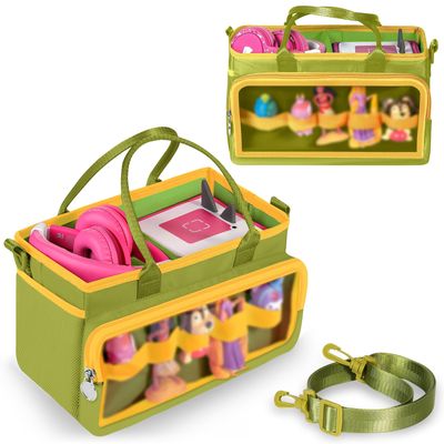 Ottkids Carrying Case Compatible with Toniebox 2/1, Portable Organizer Case for Tonie Figures Characters, Headphones & Accessories, Storage Travel Case with Shoulder Strap and Handle(Green)