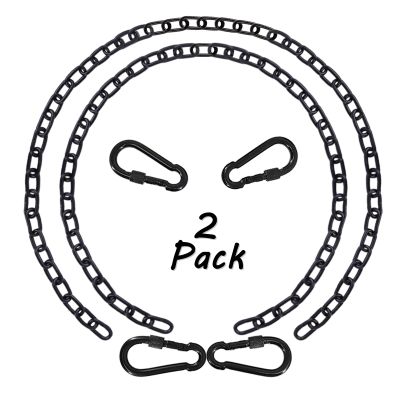 2 Pack 83in Hanging Swing Chain with 4 Carabiners, 660LB Capacity Hanging Kits Heavy Duty Hanging Chair Hardware for Hammock Swing Hanging Chair Punching Bags Sandbag Indoor Outdoor Yoga Gym (Black)