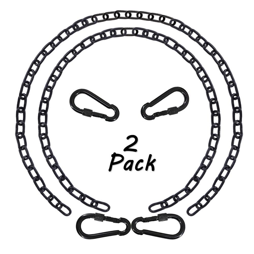 2 Pack 83in Hanging Swing Chain with 4 Carabiners, 660LB Capacity Hanging Kits Heavy Duty Hanging Chair Hardware for Hammock Swing Hanging Chair Punching Bags Sandbag Indoor Outdoor Yoga Gym (Black)