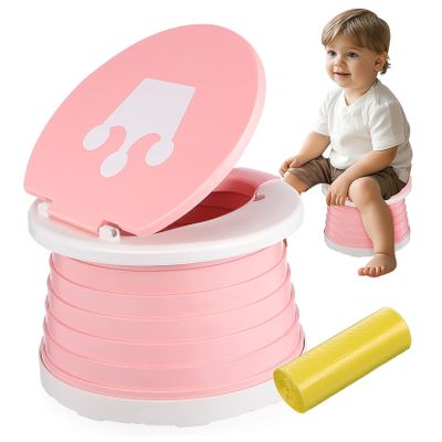 1 Set Foldable Potty Seat for Portable Travel Toilet for Camping and Outdoor Use Friendly Design with Comfortable Backrest Easy to Carry Engaging Pink Color