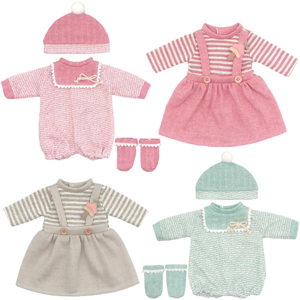 14-16 Inch Doll Clothes Dress and Accessories with Hat Socks 4-packs for 14-16 Inch Baby Doll (Not Include Doll)