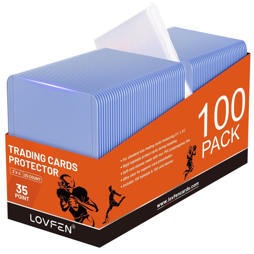 100 Toploads for Cards & 100 Penny Sleeves 35PT Hard Plastic Card Holders 3x4 Baseball Card Protectors for TCG Sports Football Collectible Cards