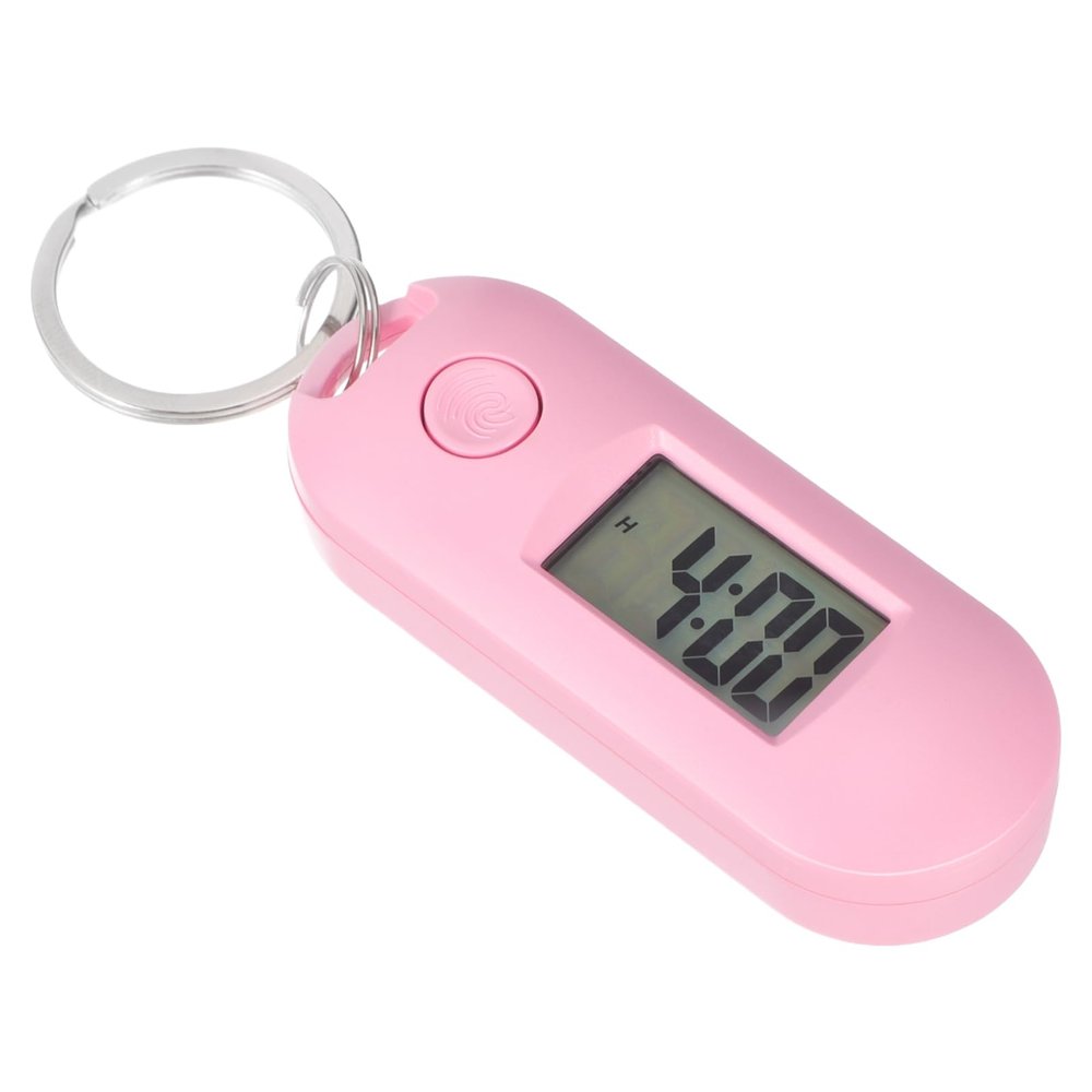 Toyvian 2 Pieces Hanging Keychain Clock Plastic Digital Clock Silent for Students Pink