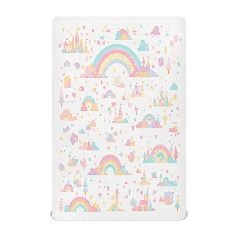 Kigai Boho Rainbow Crib Sheet for Boys and Girls Jersey Knit Fitted Baby Sheet for Standard Crib Toddler Mattress Cozy Soft Breathable, 28x52 inch