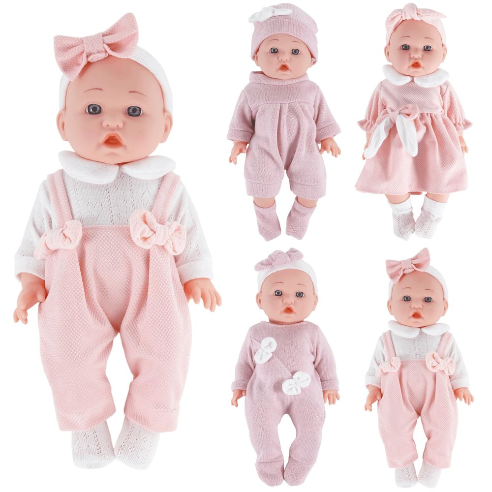 12 inch Doll Clothes and Accessories with Headband Hat Socks 4-Packs for 10 11 12 inch Dolls (Not Include Doll)