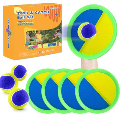 Aunnitery Outdoor Games - Beach Toys, Toss and Ball Set with 4 Paddles and 3 Balls, Perfect Yard Games Sets, Playground Sets for Backyards Easter Birthday for Kids/Adults/Family