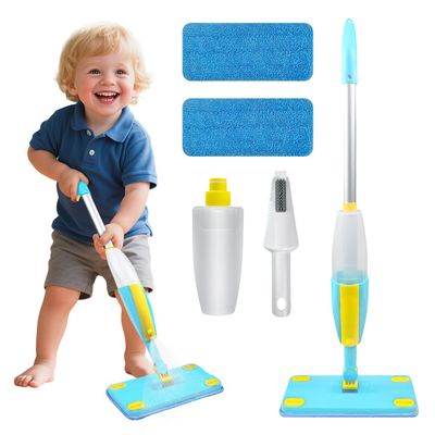 Kids Spray Mop Cleaning Toy  Montessori-Inspired Pretend Cleaning Set with Real Water Spray  Toddler Household Chores Toy for Boys and Girls Ages 3+