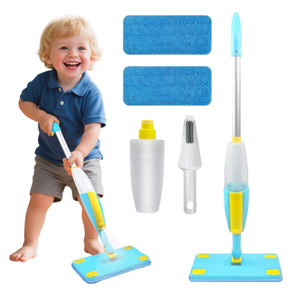 Kids Spray Mop Cleaning Toy  Montessori-Inspired Pretend Cleaning Set with Real Water Spray  Toddler Household Chores Toy for Boys and Girls Ages 3+