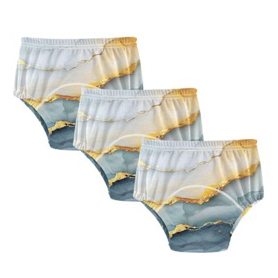 Caihoyu Baby Girls Underwear Potty Training Pants Soft Cotton Overnight Training Underwear for Toddler 4T Marble White Yellow