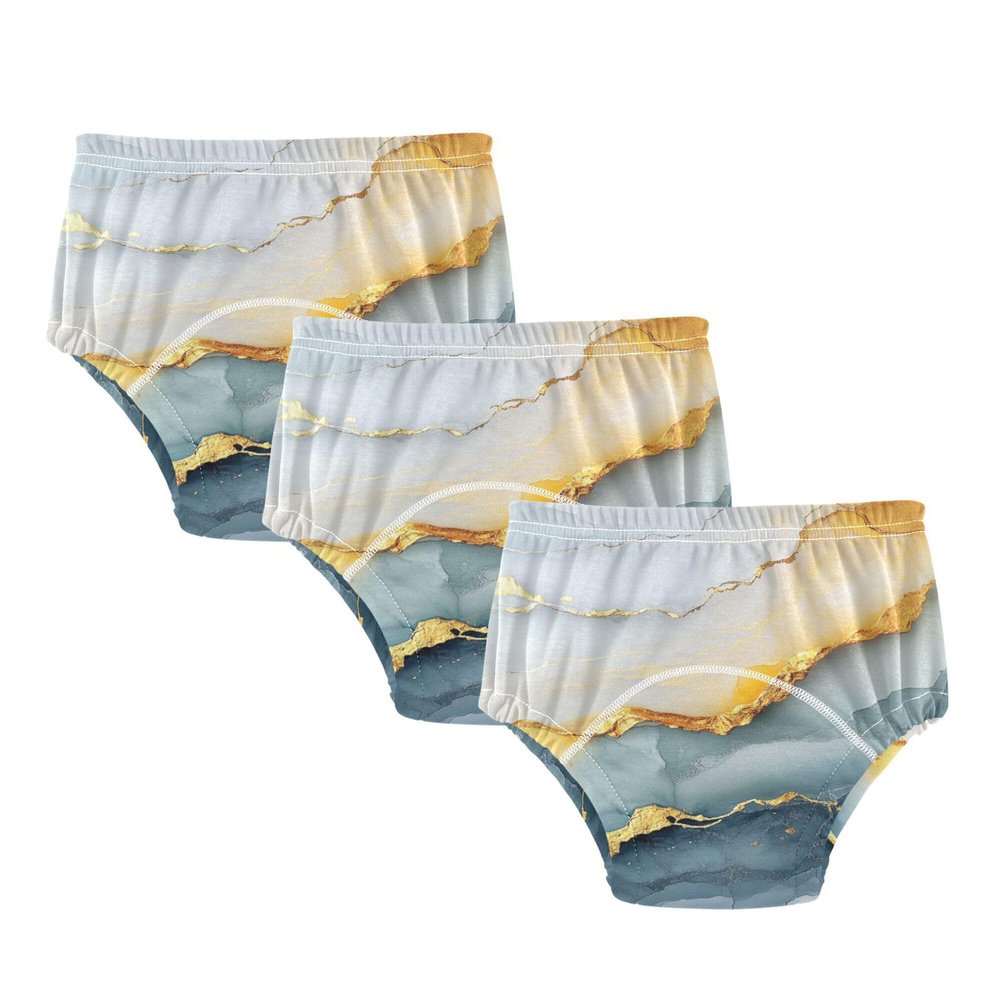 Caihoyu Baby Girls Underwear Potty Training Pants Soft Cotton Overnight Training Underwear for Toddler 4T Marble White Yellow
