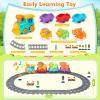 Electric Train Set for Toddlers, Realistic Steam Train Toys for Kids with Tracks, Animal Toys for Toddlers 1-3 with Music & Lights, Christmas Birthday Gifts for 1 2 3 4 5 Year Old Boys Girls view 2