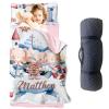 Personalized Toddler Nap Mat for Girls, Custom Name Kids Nap Mat with Piggy Voyage Theme, Daycare Sleeping Mats with Removable Pillow and Soft Minky Dot Blanket for Preschool, Travel, Kindergarten view 1