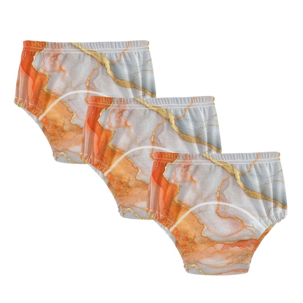 Caihoyu Little Girls Potty Training Pants Absorb Water Boxers Underwear for Toddler Boys 3T Marble White Orange