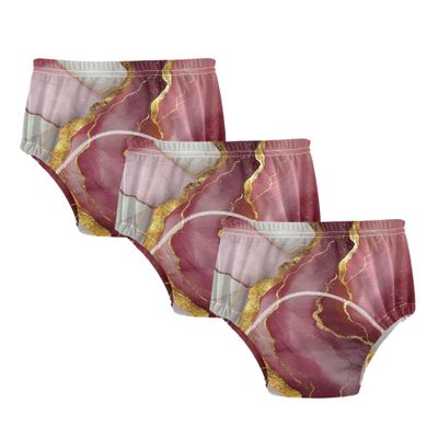 Caihoyu Baby Toilet Training Pants Soft Cotton Nighttime Training Underwear for Toddler 2T Marble Burgundy White
