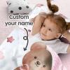Personalized Toddler Nap Mat for Girls, Custom Name Kids Nap Mat with Pink Bear Pattern, Daycare Sleeping Mats with Removable Pillow and Soft Minky Dot Blanket for Preschool, Travel, Kindergarten view 2
